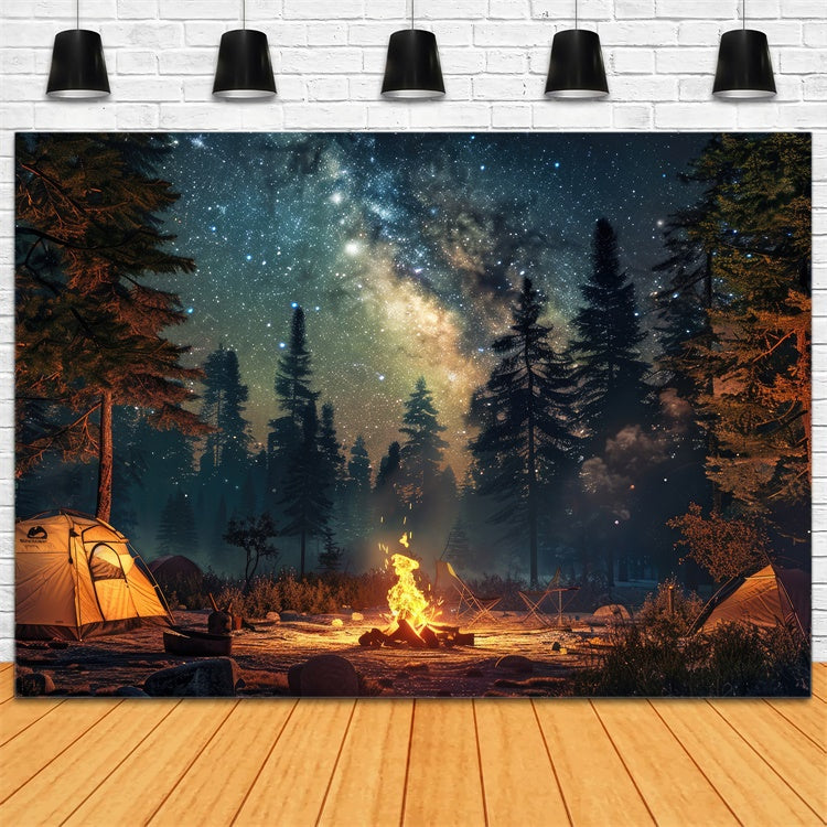 Backdrop Forest Starlit Campfire Night Forest Backdrop UK CJJ2-39