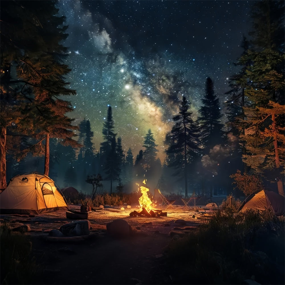 Backdrop Forest Starlit Campfire Night Forest Backdrop UK CJJ2-39