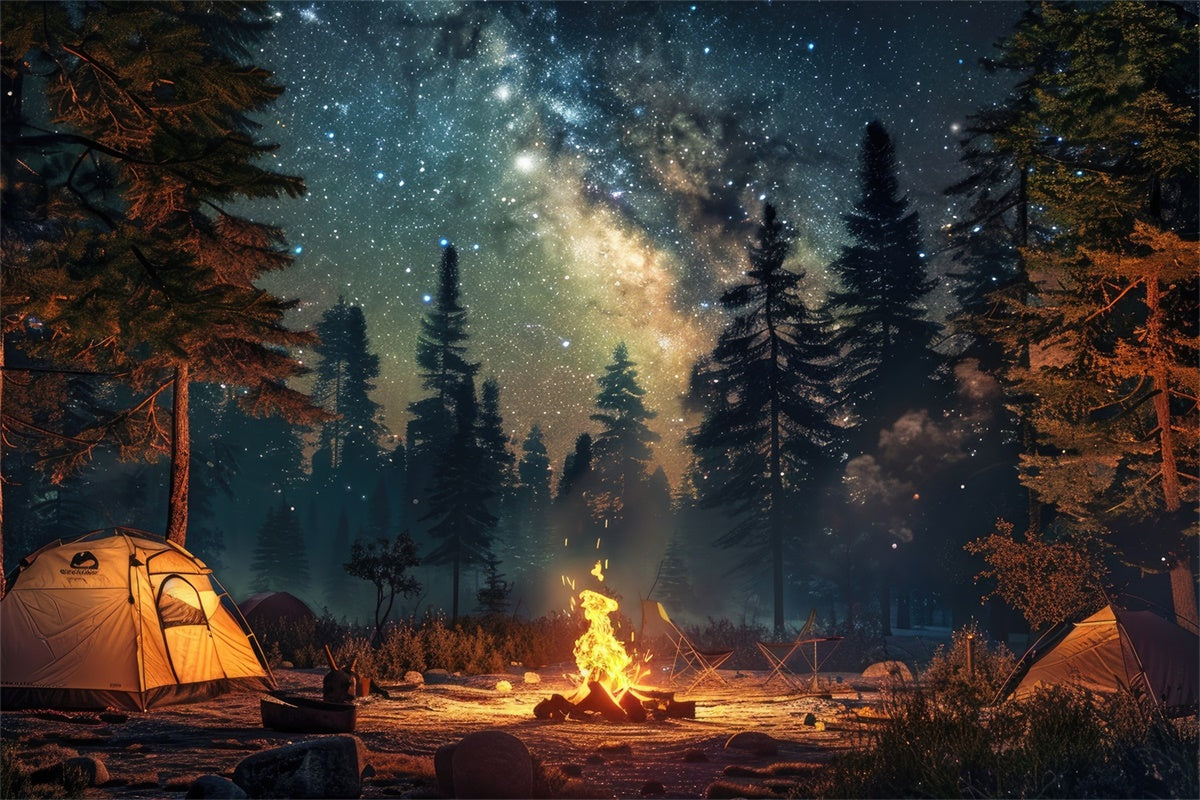 Backdrop Forest Starlit Campfire Night Forest Backdrop UK CJJ2-39