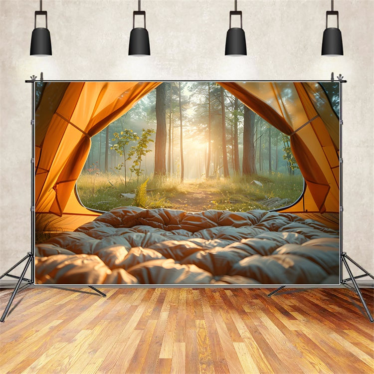 Forest Photo Backdrop Morning Misty Forest Camping Backdrop UK CJJ2-41