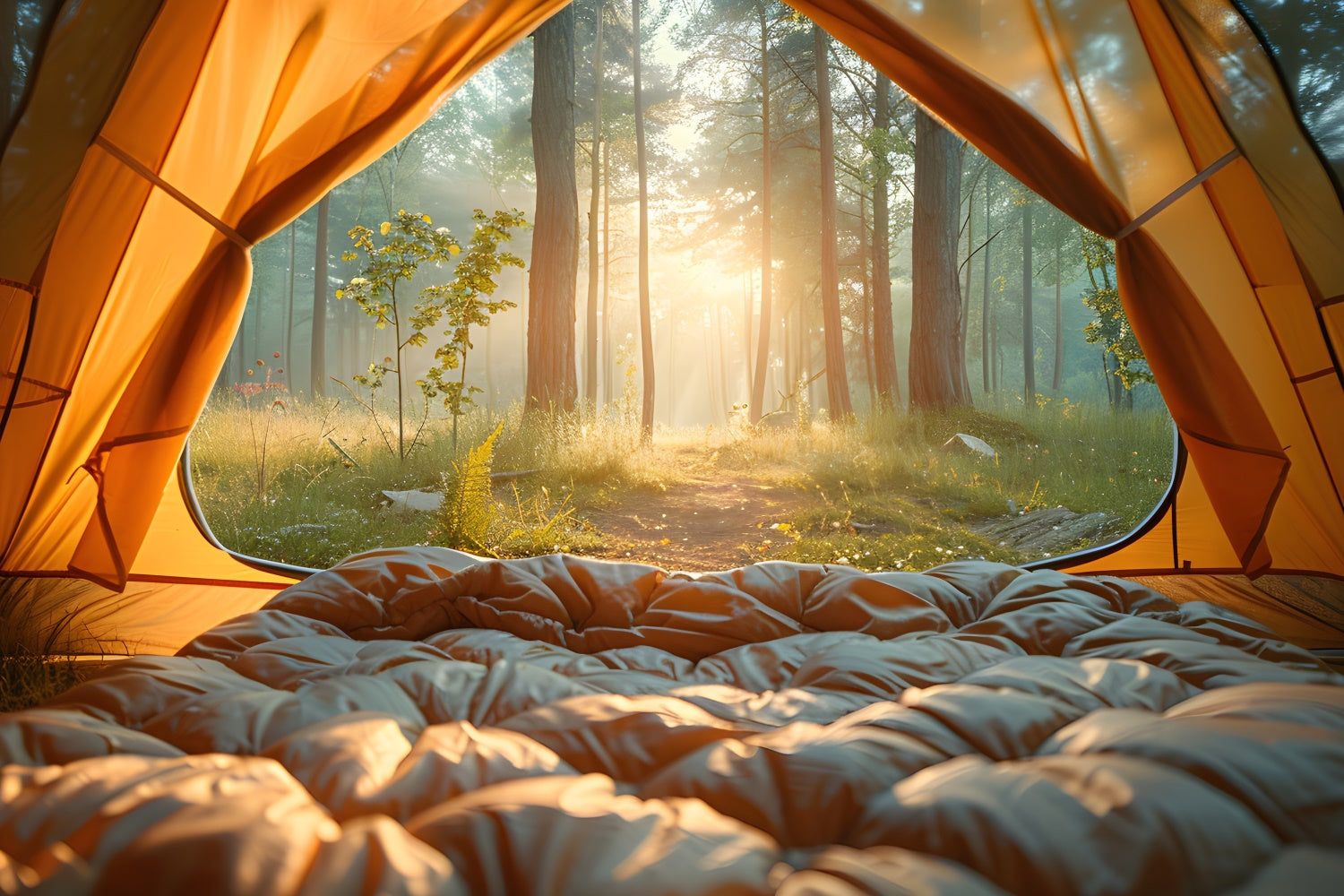 Forest Photo Backdrop Morning Misty Forest Camping Backdrop UK CJJ2-41