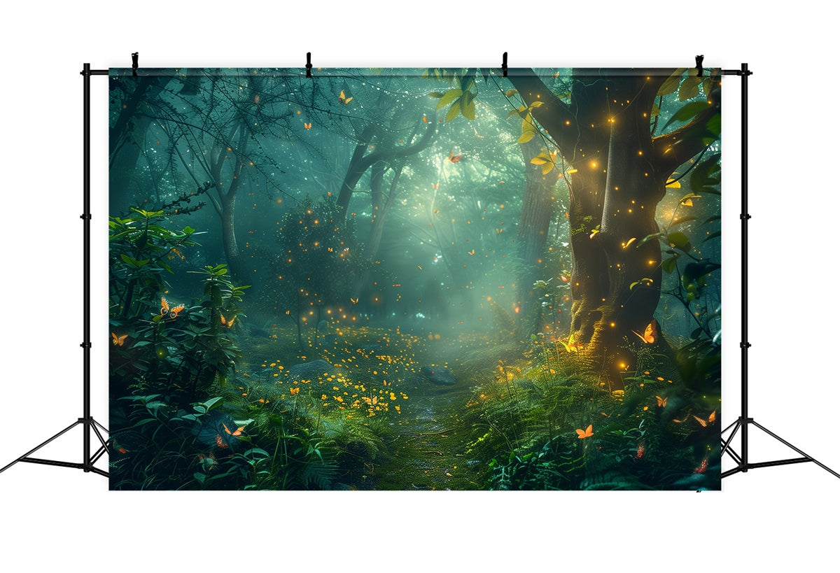 Forest Backdrop Luminous Fireflies Secret Grove Backdrop UK CJJ2-46