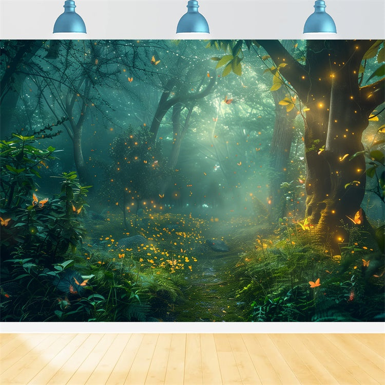 Forest Backdrop Luminous Fireflies Secret Grove Backdrop UK CJJ2-46