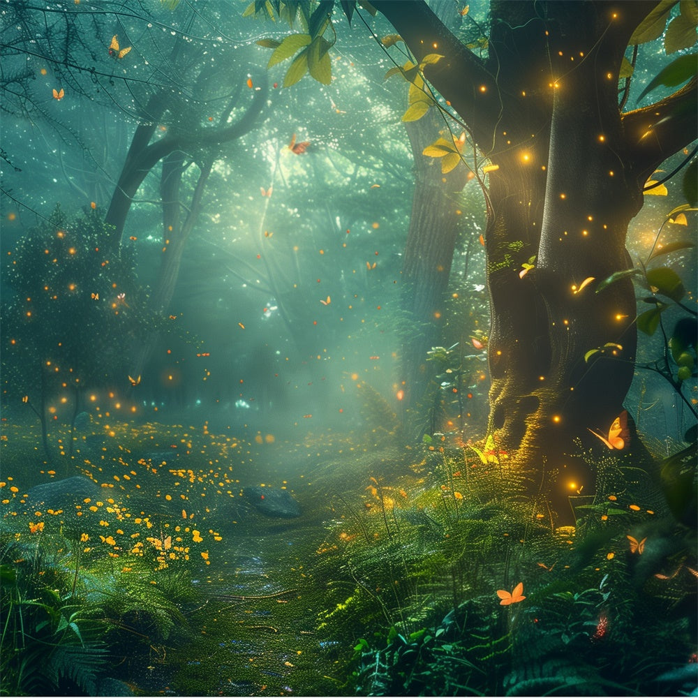 Forest Backdrop Luminous Fireflies Secret Grove Backdrop UK CJJ2-46