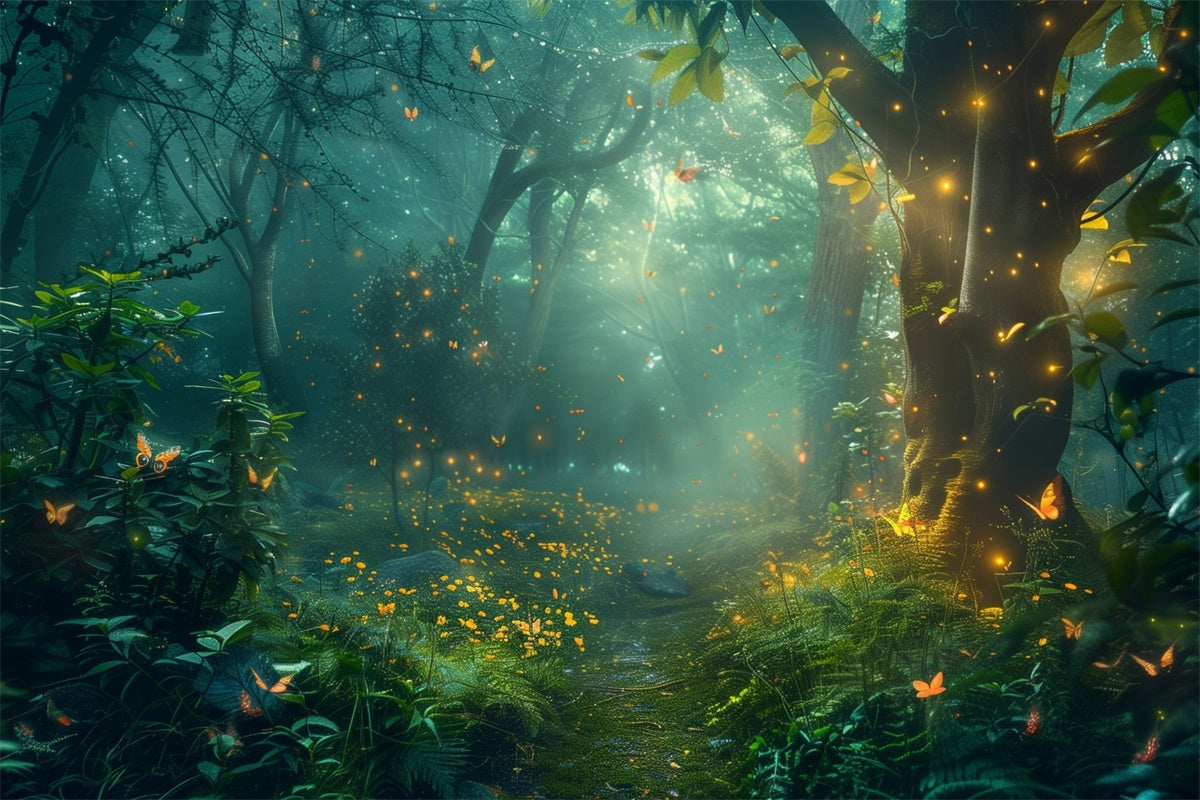 Forest Backdrop Luminous Fireflies Secret Grove Backdrop UK CJJ2-46