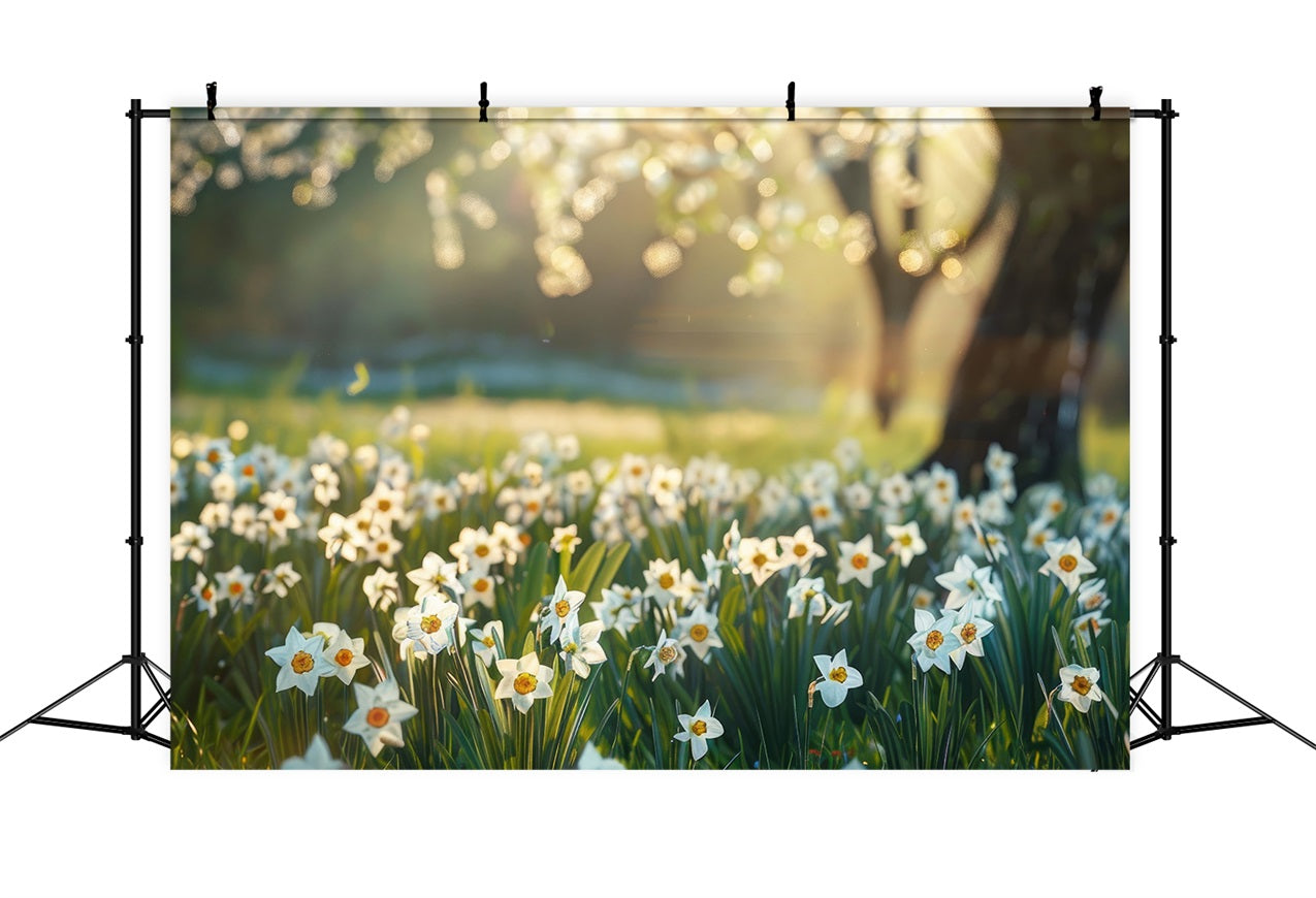 Daffodil Backdrop Sunlit Meadow Floral Backdrop UK CJJ2-5