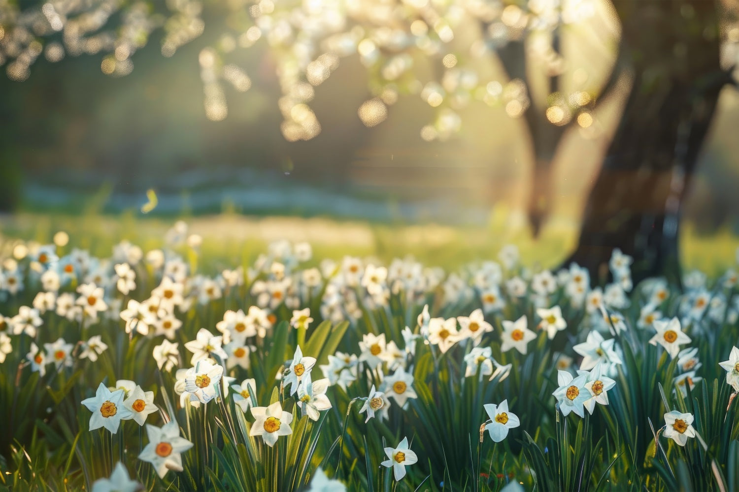 Daffodil Backdrop Sunlit Meadow Floral Backdrop UK CJJ2-5