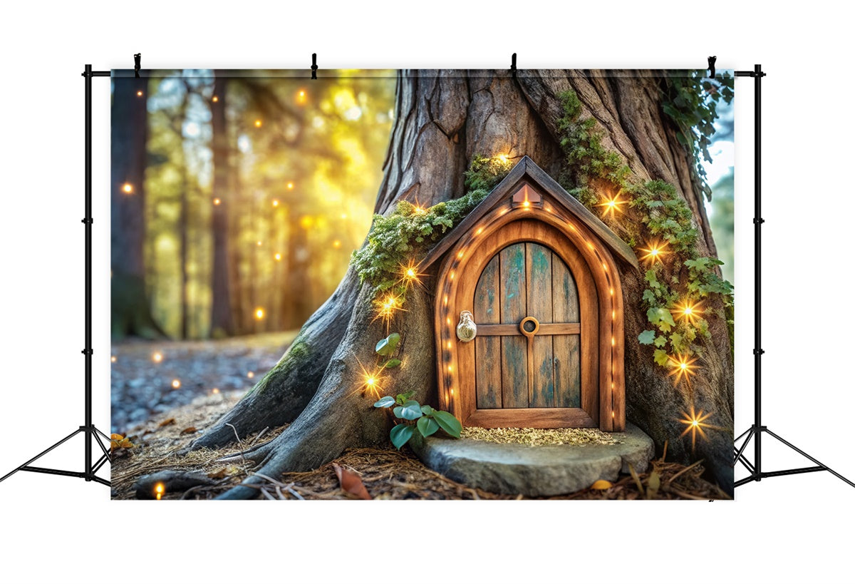 Fairy Tale Forest Backdrop Mystical Fairy Tree Door Backdrop UK CJJ2-55