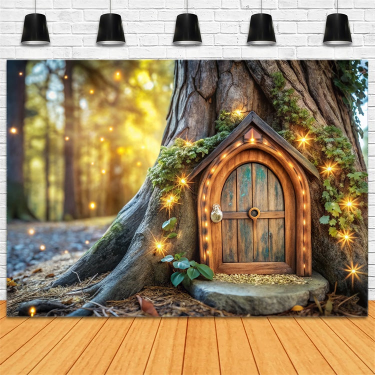 Fairy Tale Forest Backdrop Mystical Fairy Tree Door Backdrop UK CJJ2-55