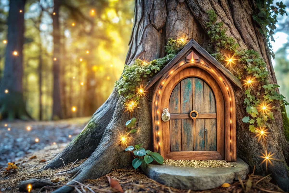 Fairy Tale Forest Backdrop Mystical Fairy Tree Door Backdrop UK CJJ2-55