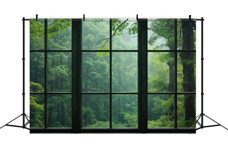 Forest Backdrop Photography Serene Forest View Window Backdrop UK CJJ2-57