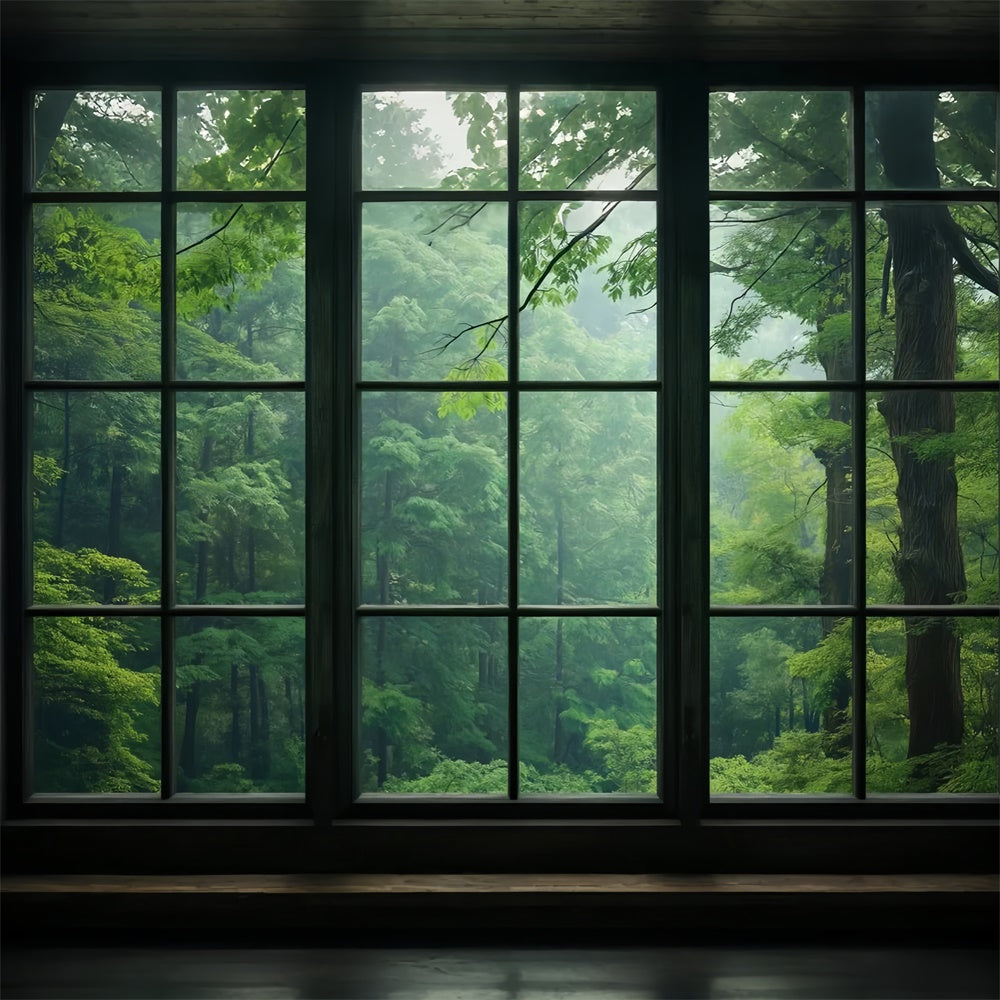 Forest Backdrop Photography Serene Forest View Window Backdrop UK CJJ2-57