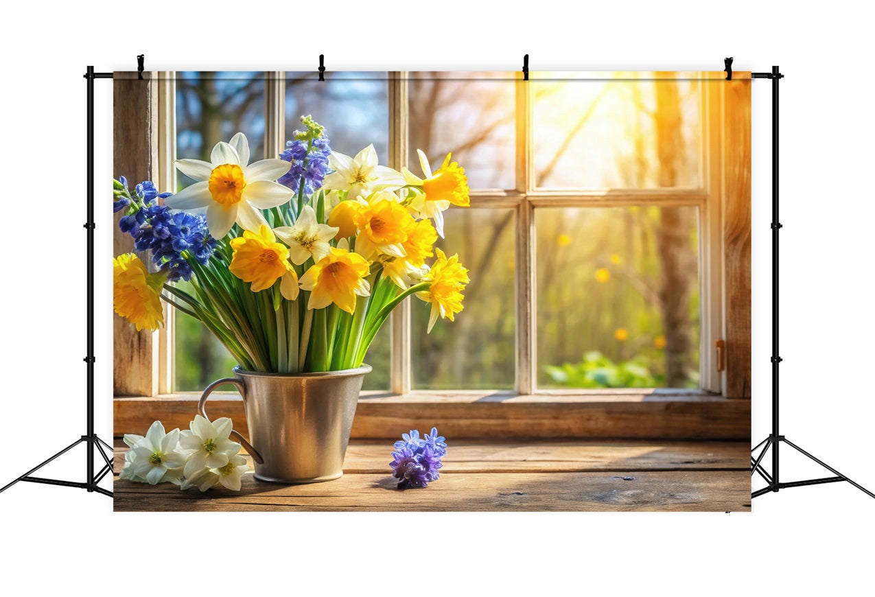 Daffodil Backdrop Window Spring Flower Backdrop UK CJJ2-6