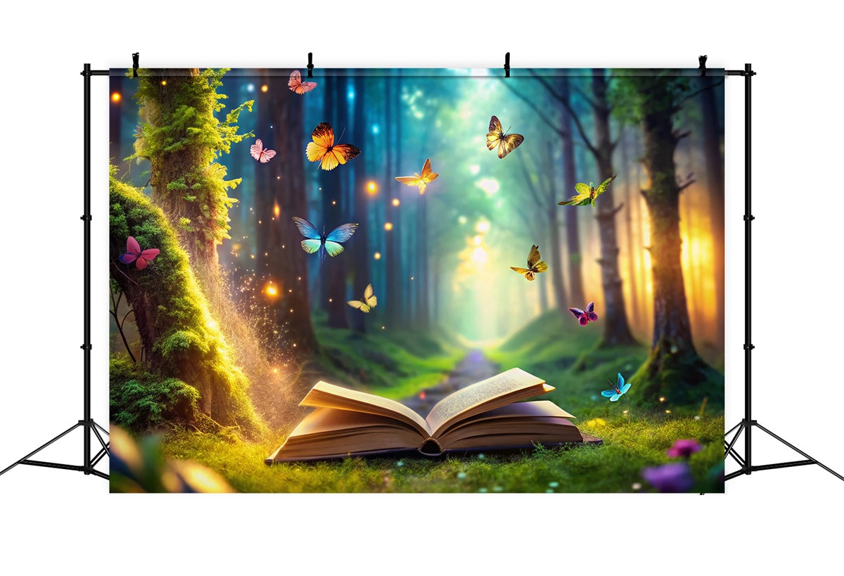 Backdrop Forest Glowing Forest Butterfly Book Backdrop UK CJJ2-60