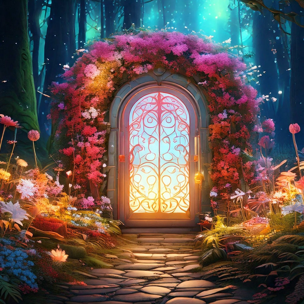 Fairy Tale Forest Backdrop Mystical Garden Doorway Backdrop UK CJJ2-61