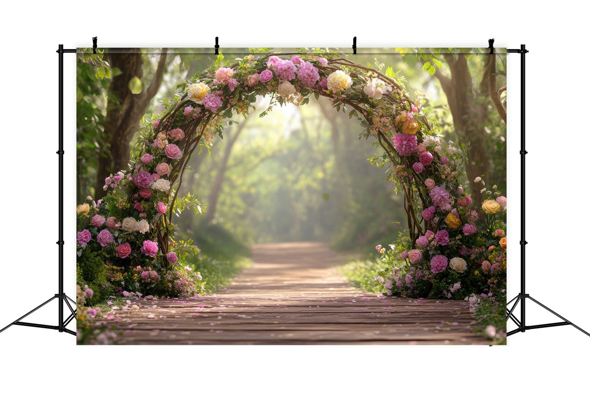 Photography Backdrop Forest Elegant Flower Arch Trail Backdrop UK CJJ2-62