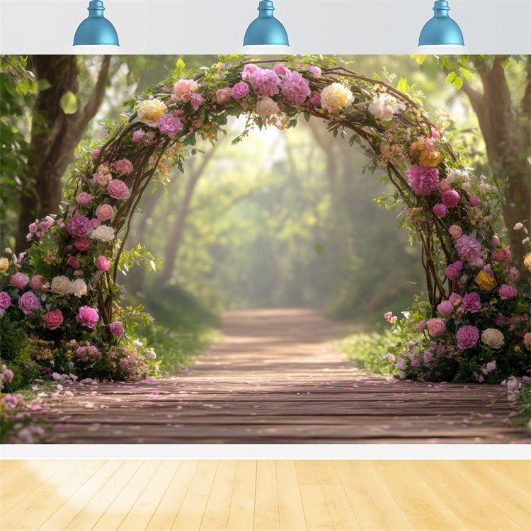 Photography Backdrop Forest Elegant Flower Arch Trail Backdrop UK CJJ2-62