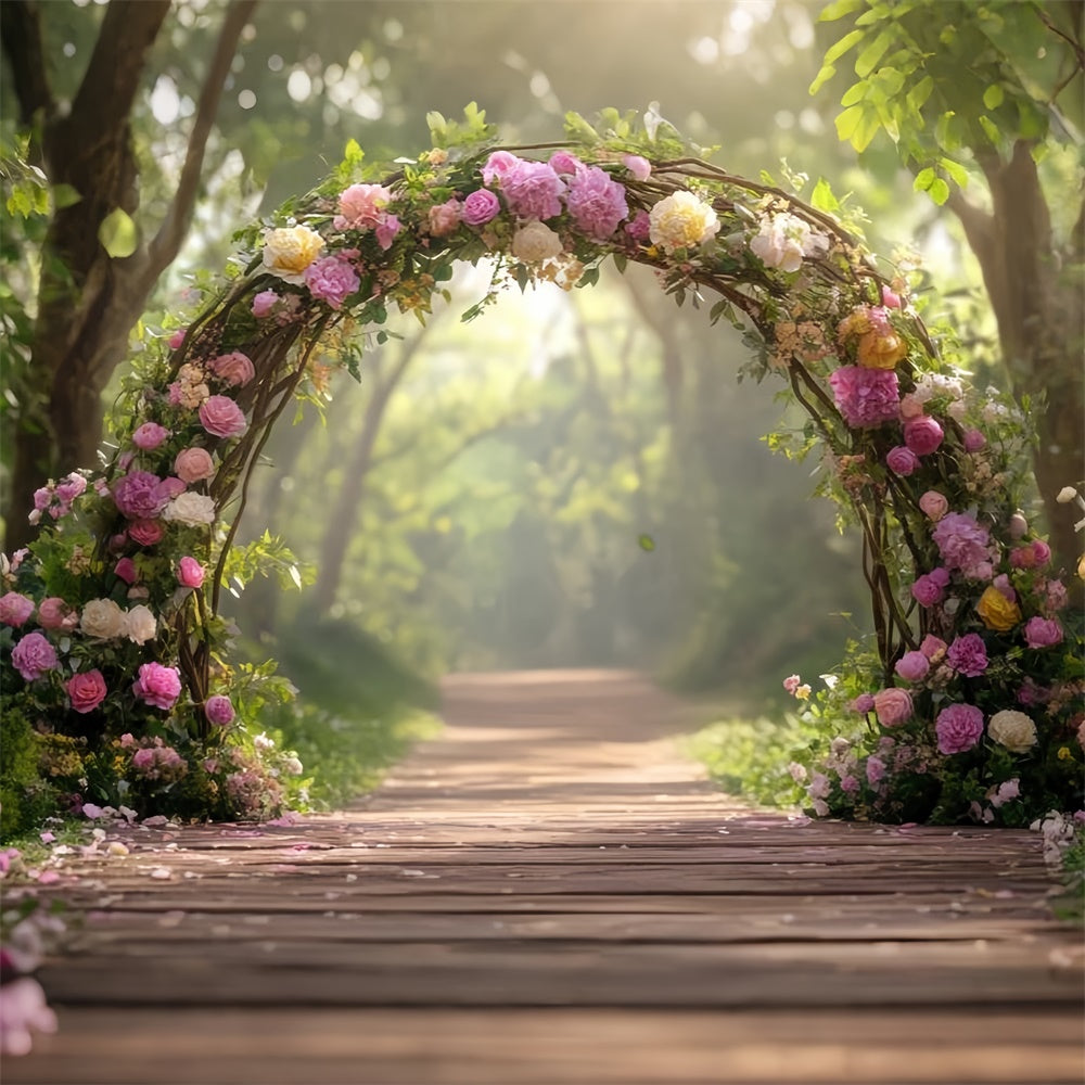 Photography Backdrop Forest Elegant Flower Arch Trail Backdrop UK CJJ2-62