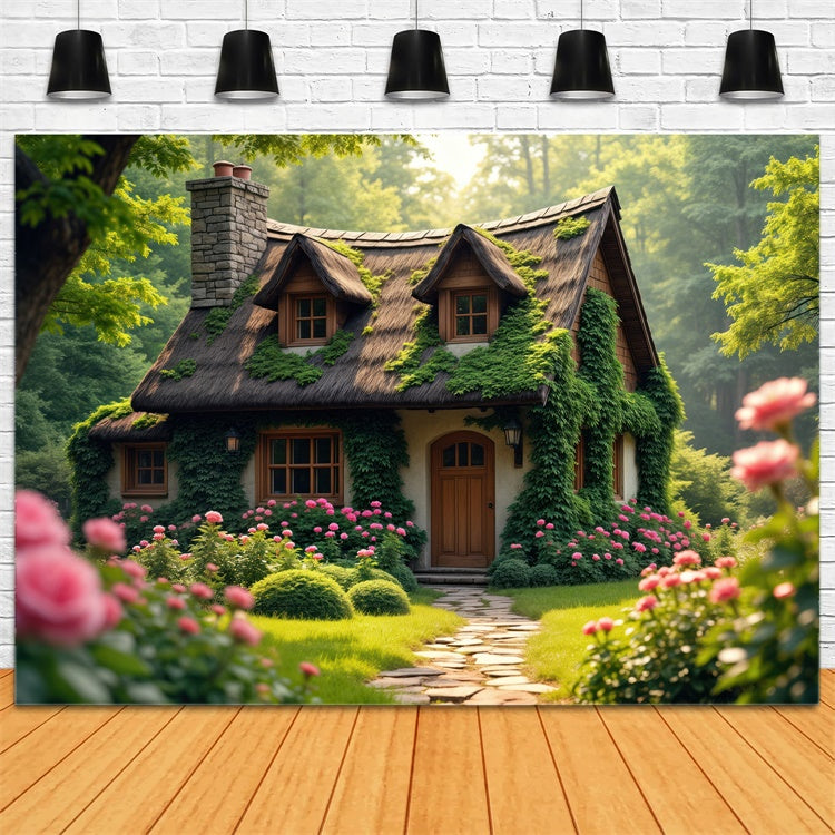 Forest Backdrops For Photography Enchanted Garden Cottage Backdrop UK CJJ2-63