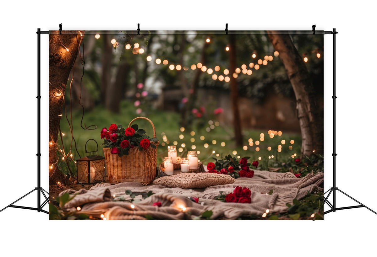 Forest Backdrops Romantic Candlelit Picnic Woods Backdrop UK CJJ2-66