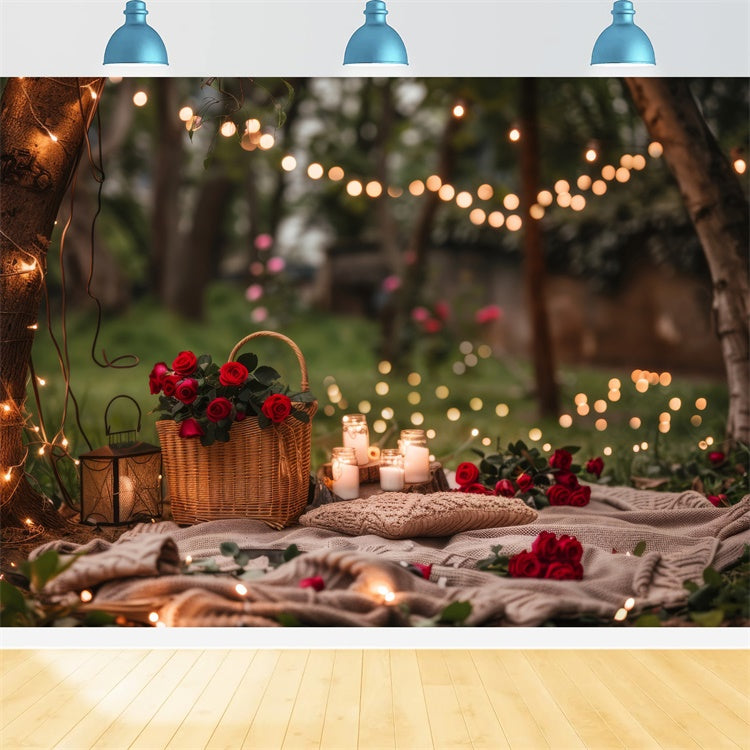 Forest Backdrops Romantic Candlelit Picnic Woods Backdrop UK CJJ2-66