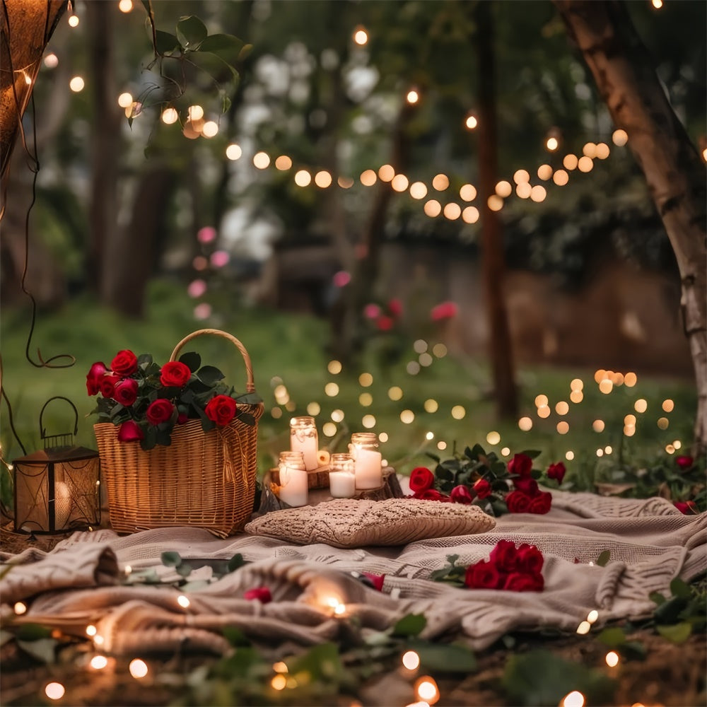 Forest Backdrops Romantic Candlelit Picnic Woods Backdrop UK CJJ2-66