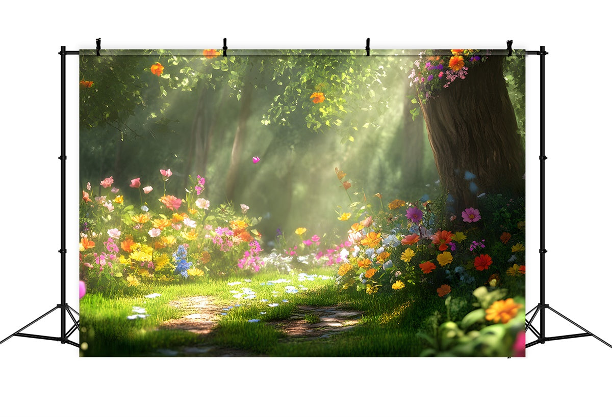 Forest Backdrops For Photography Dreamy Flower Meadow Backdrop UK CJJ2-68