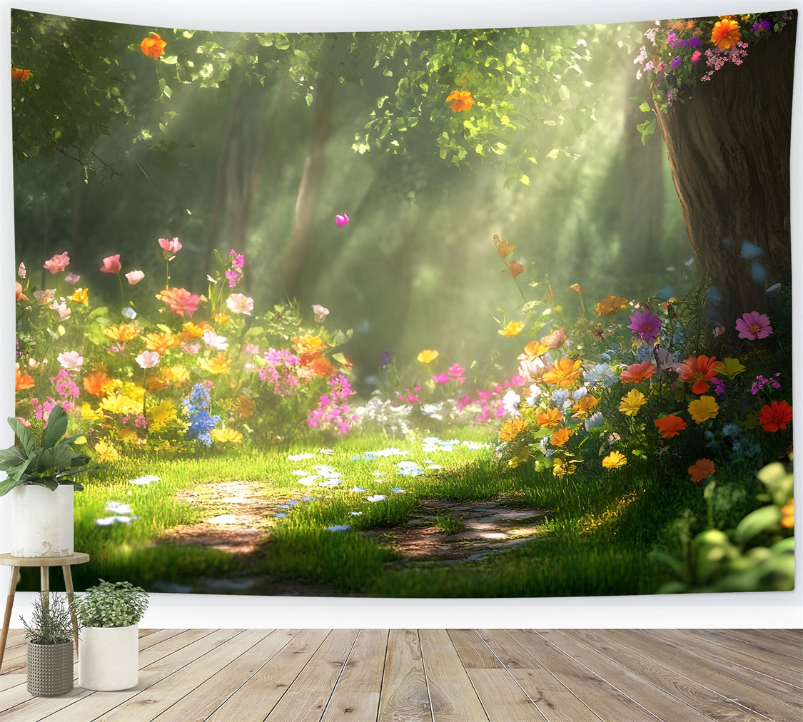 Forest Backdrops For Photography Dreamy Flower Meadow Backdrop UK CJJ2-68