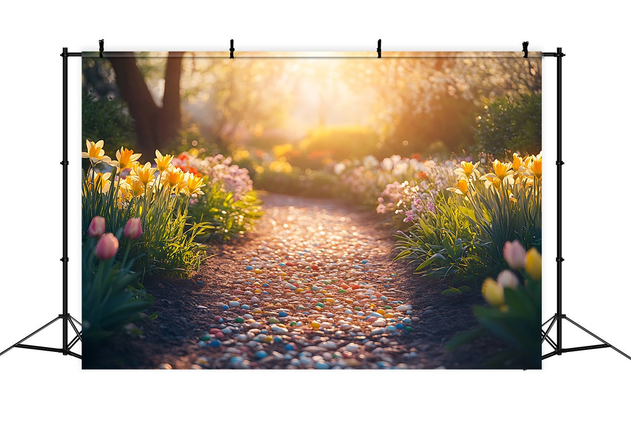 Daffodil Backdrop Garden Pathway Floral Backdrop UK CJJ2-7