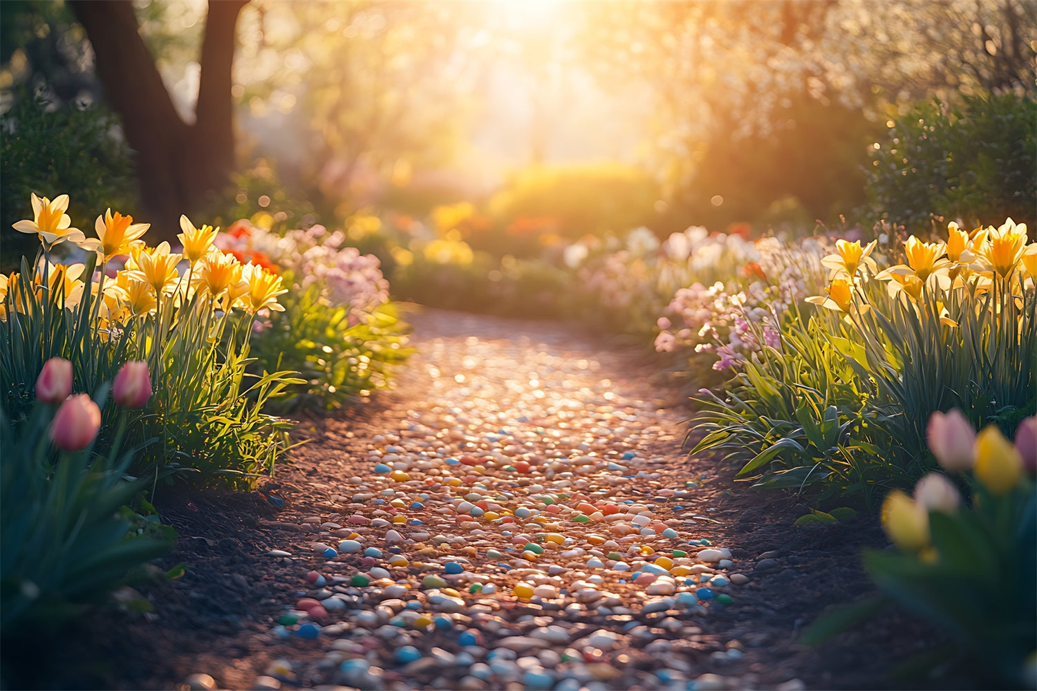 Daffodil Backdrop Garden Pathway Floral Backdrop UK CJJ2-7