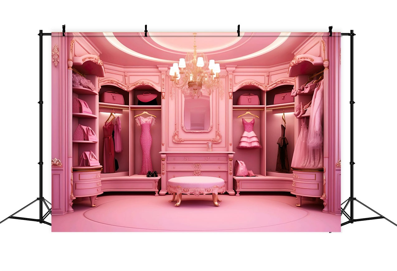 Pink Fashion Doll Backdrop Photo Luxury Closet Backdrop UK CJJ2-79