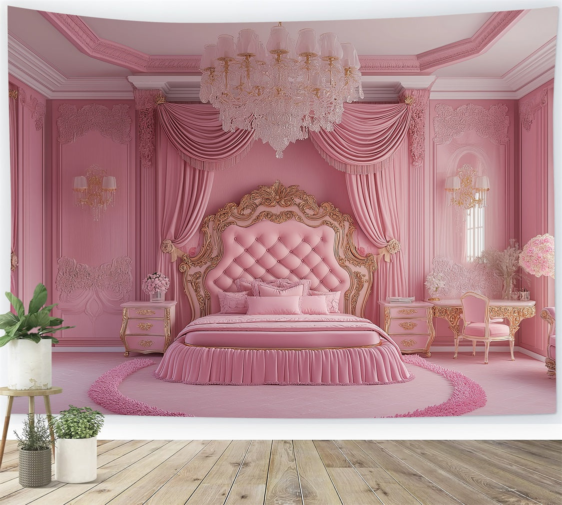 Fashion Doll Backdrop Backdrop Pink Baroque Bedroom Backdrop UK CJJ2-94