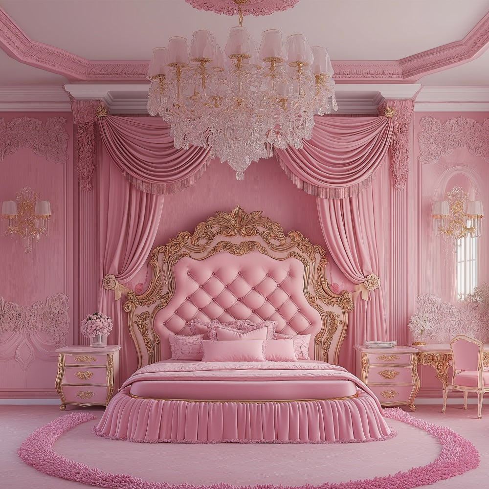 Fashion Doll Backdrop Backdrop Pink Baroque Bedroom Backdrop UK CJJ2-94