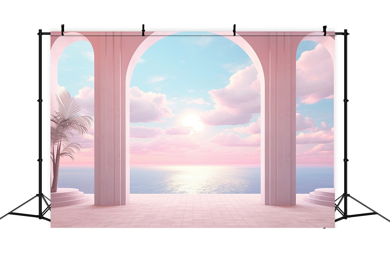 Fashion Doll Backdrop Backdrop Sunset Horizon Pink Archway Backdrop UK CJJ2-99