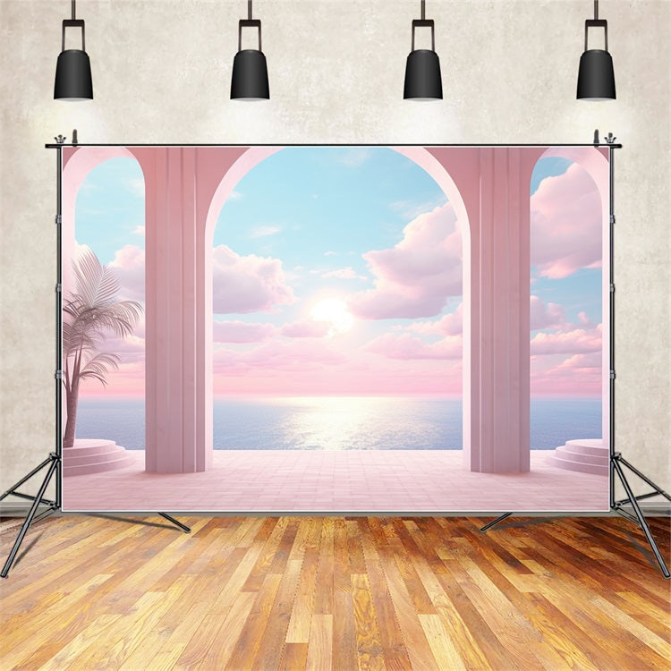 Fashion Doll Backdrop Backdrop Sunset Horizon Pink Archway Backdrop UK CJJ2-99