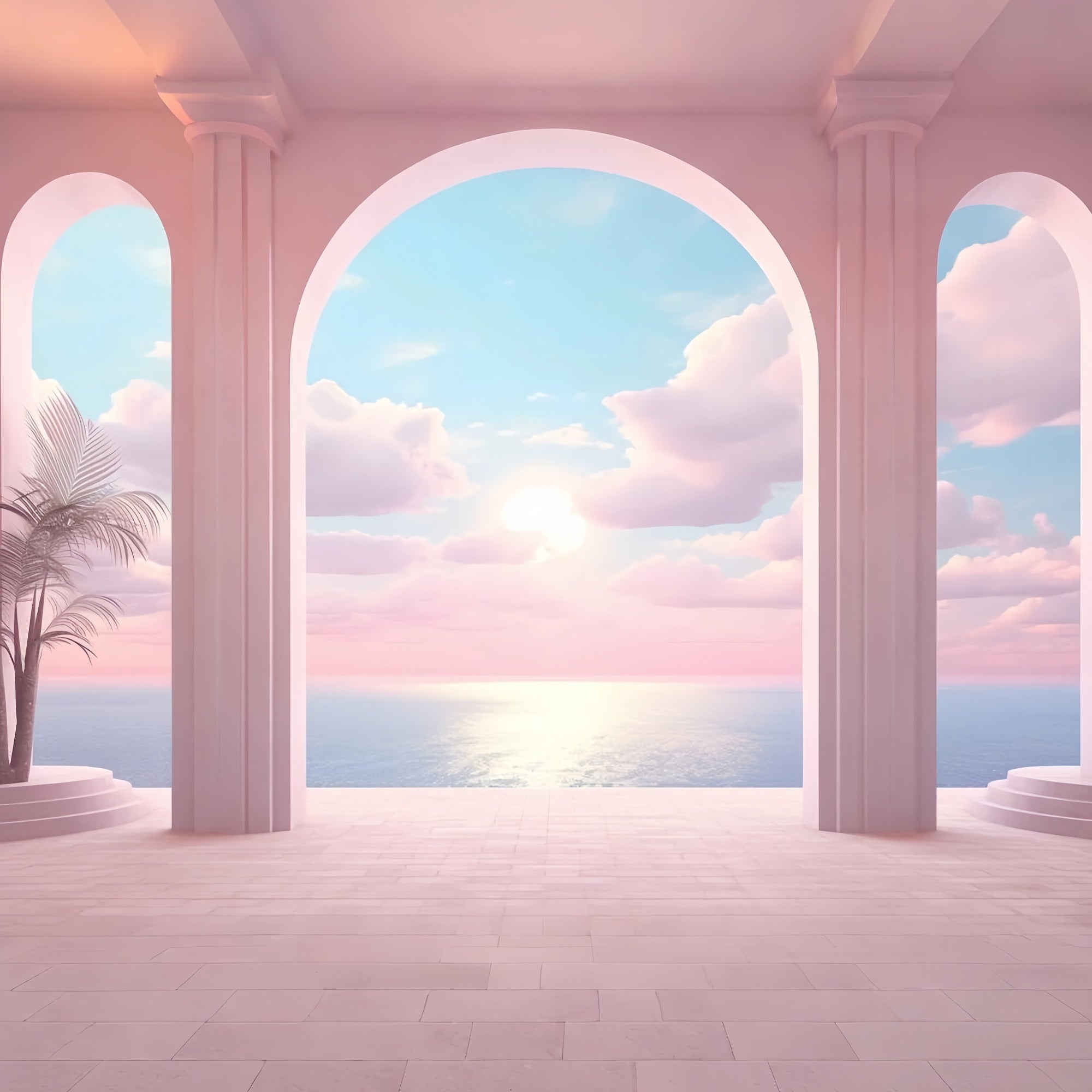 Fashion Doll Backdrop Backdrop Sunset Horizon Pink Archway Backdrop UK CJJ2-99