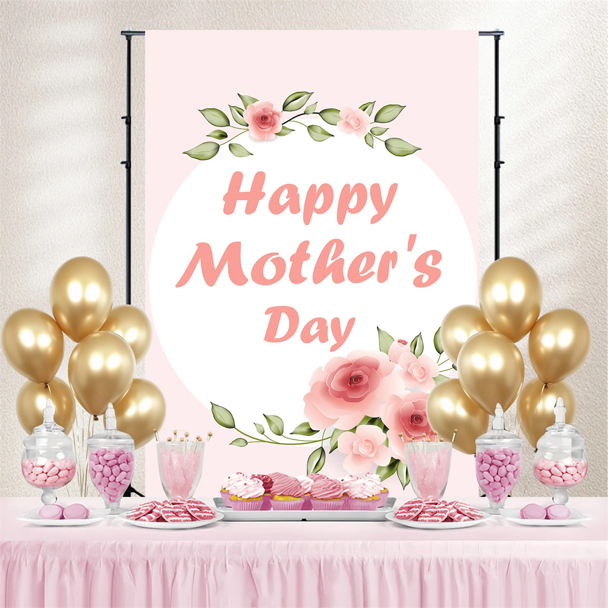 Mothers Day Backdrop Ideas Pink Rose Elegance Personalized Backdrop UK CJJ3-163