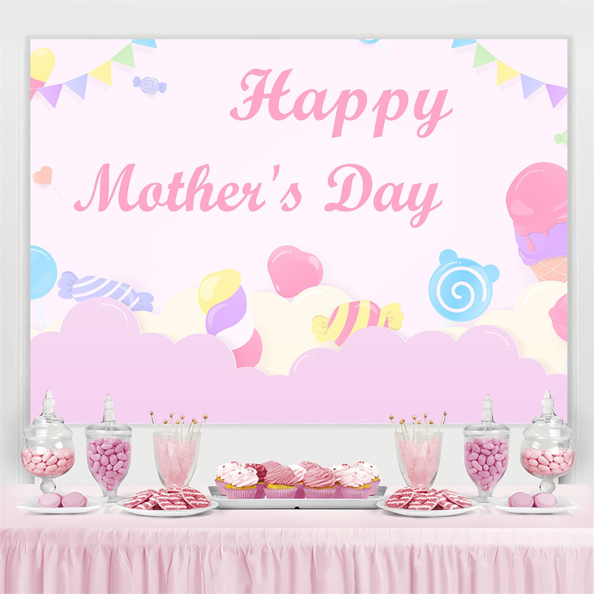 Mother's Day Backdrops Pastel Candy Fantasy Customized Backdrop UK CJJ3-169