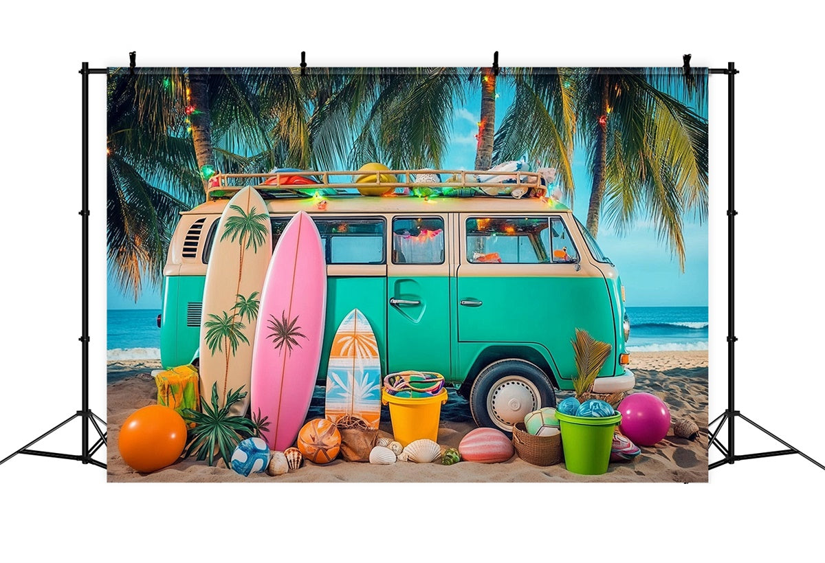 Photo Backdrop Beach Retro Car Sunset Beach Summer Backdrop UK CJJ3-244