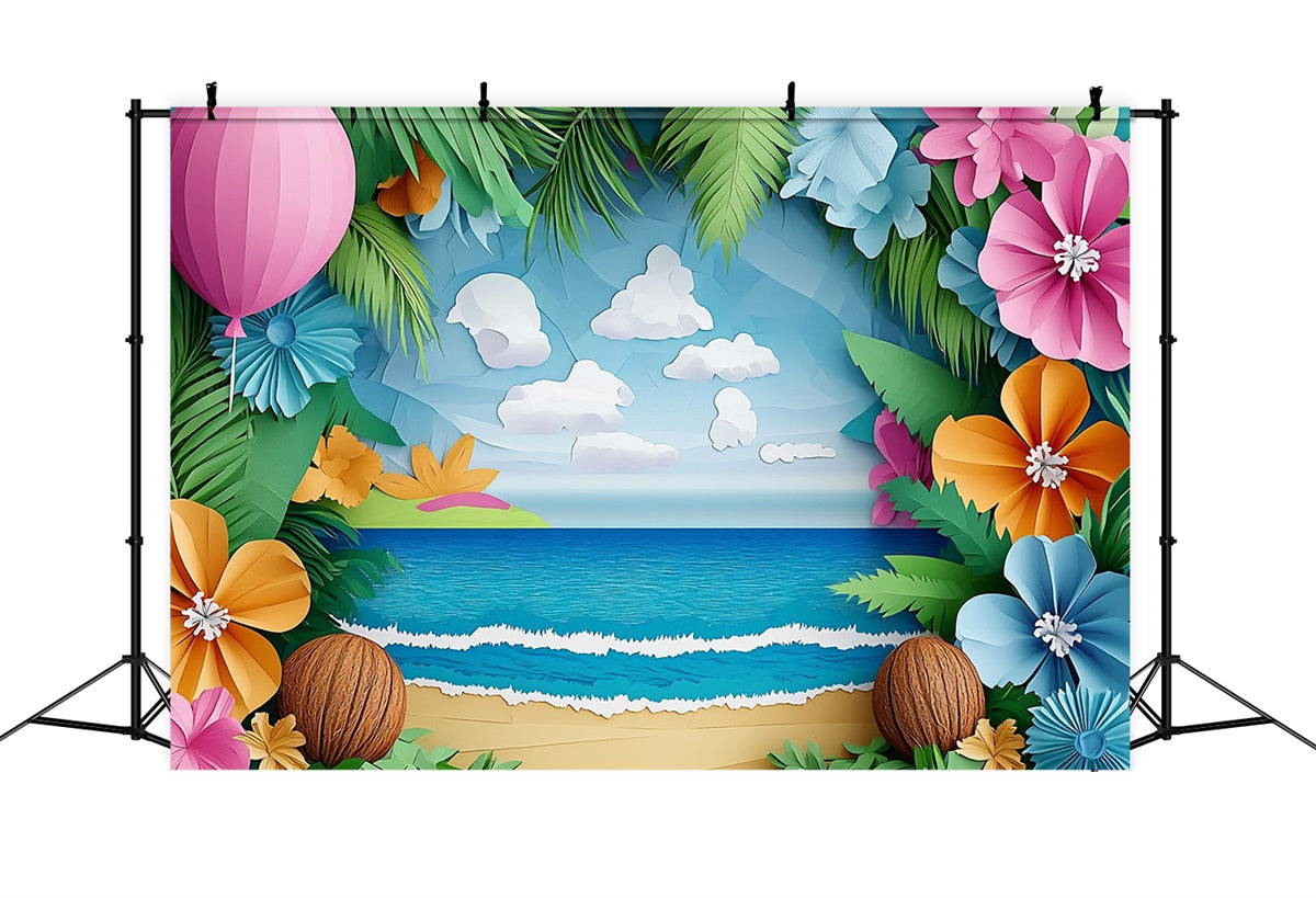 Summer Photo Backdrop Handcrafted Beach Bloom Backdrop UK CJJ3-250