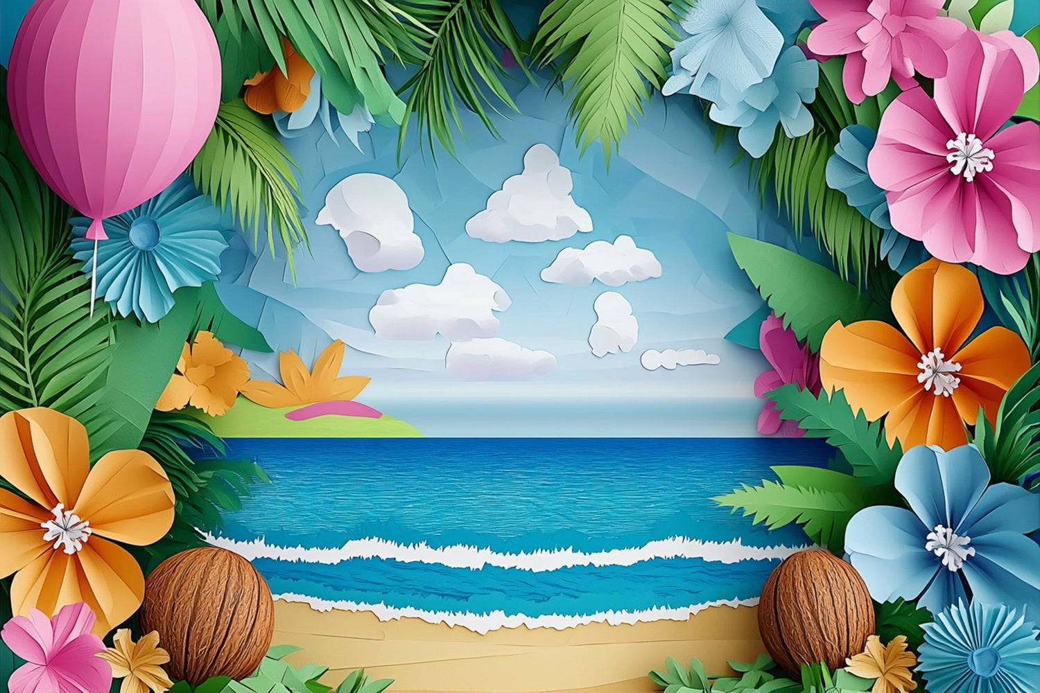 Summer Photo Backdrop Handcrafted Beach Bloom Backdrop UK CJJ3-250