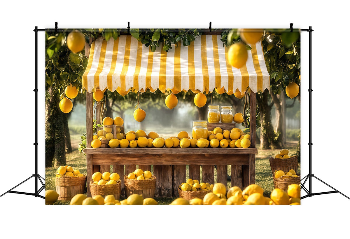 Lemon Backdrop Striped Awning Lemons Summer Backdrop UK CJJ3-254