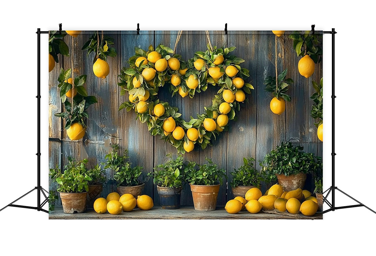 Lemon Backdrop Rustic Lemon Heart Wreath Summer Backdrop UK CJJ3-255