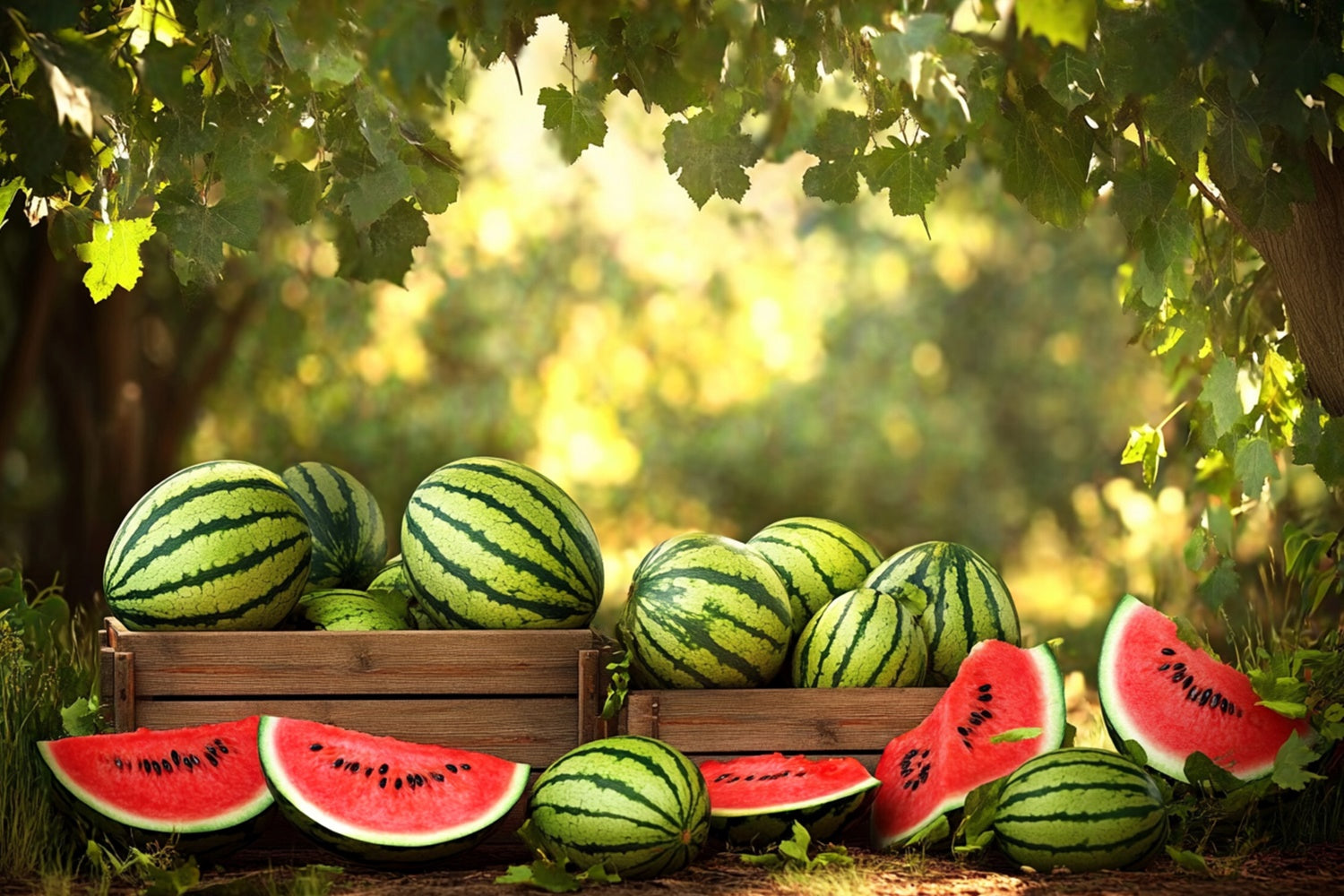 Watermelon Photo Backdrop Sunshine Forest Watermelon Summer Backdrop UK CJJ3-257