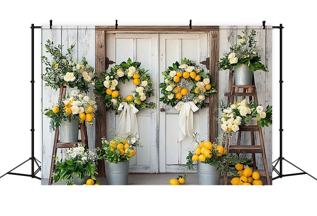 Lemon Backdrop Lemon Floral Country Summer Backdrop UK CJJ3-259