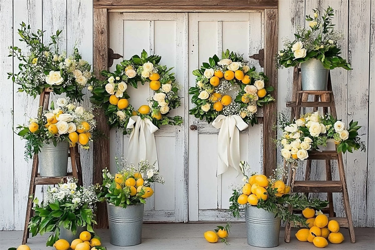 Lemon Backdrop Lemon Floral Country Summer Backdrop UK CJJ3-259