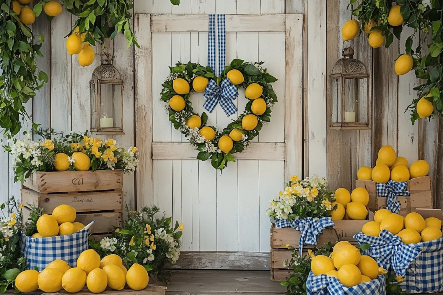 Lemon Backdrop Fresh Lemon Flower Summer Backdrop UK CJJ3-260
