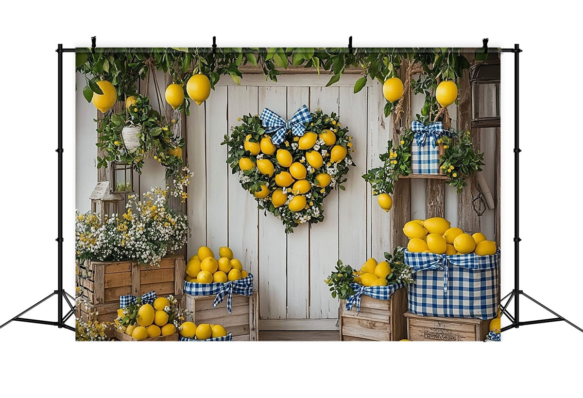 Lemon Backdrop Heart Lemon Wreath Door Summer Backdrop UK CJJ3-261