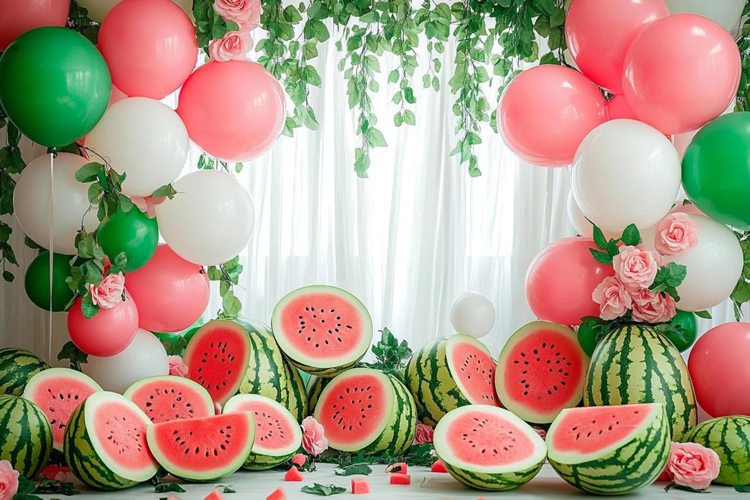 Watermelon Photo Backdrop Watermelon Balloon Garland Summer Backdrop UK CJJ3-262