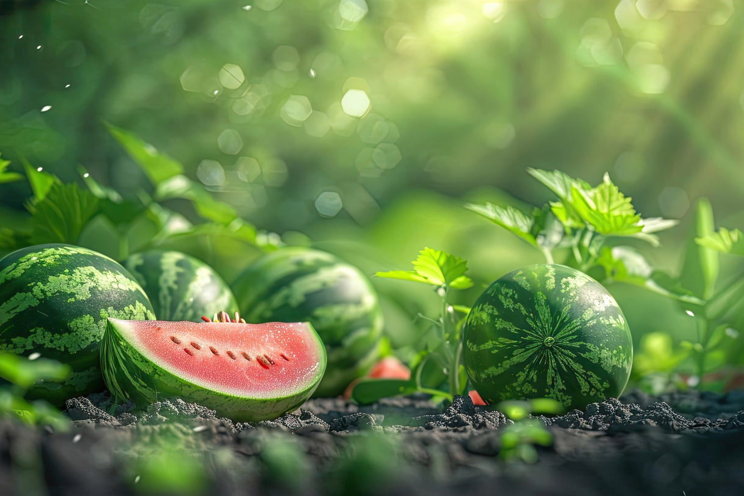 Watermelon Photography Backdrop Sunlit Watermelon Garden Summer Backdrop UK CJJ3-265